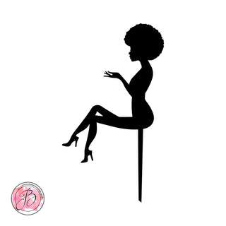 Personalised sitting girl silhouette cake topper