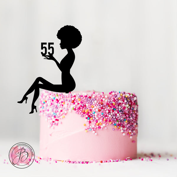 Personalised sitting girl silhouette cake topper