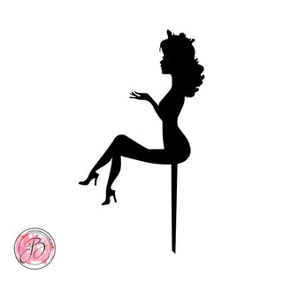 Personalised sitting girl silhouette cake topper