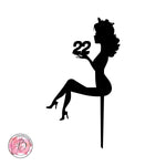 Personalised sitting girl silhouette cake topper