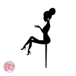 Personalised sitting girl silhouette cake topper