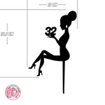 Personalised sitting girl silhouette cake topper