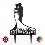 Personalised Bride and Groom with "Mr & Mrs" - wedding cake topper