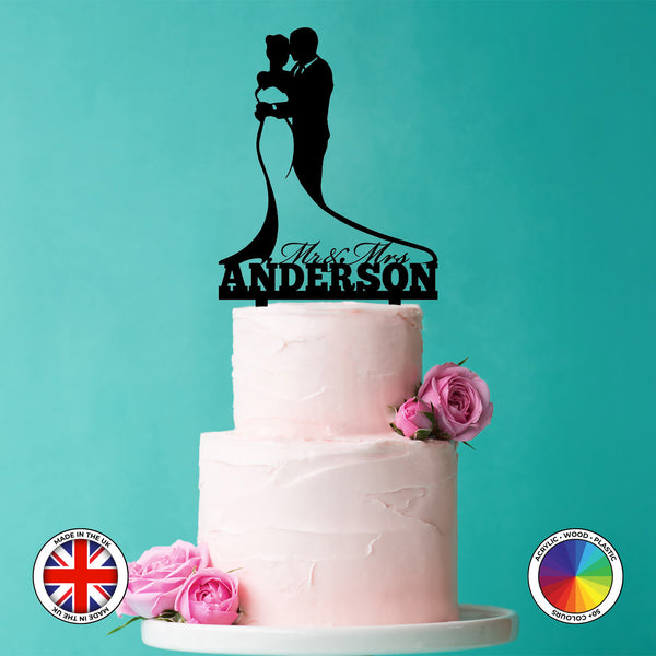 Personalised Bride and Groom with "Mr & Mrs" - wedding cake topper