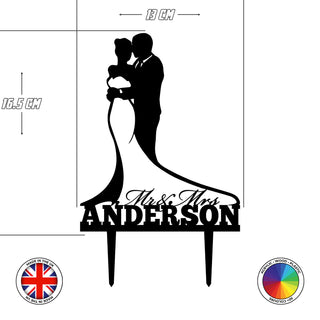 Personalised Bride and Groom with "Mr & Mrs" - wedding cake topper