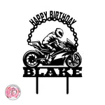 Personalised Motorcycle Happy Birthday cake topper