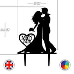 Mr & Mrs kissing couple - wedding cake topper