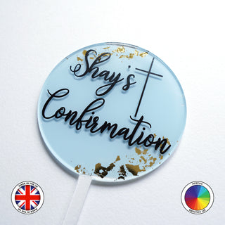 Personalised Round paddle / lollipop style Baptism acrylic cake topper