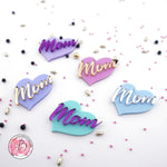 4x Mother's Day "Mom" Dual layer Hearts