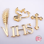 Set of Communion Cake Charms ( wheat, cross, dove, IHS )