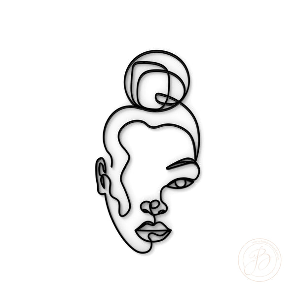 One line face with Hair bun Cake Charm