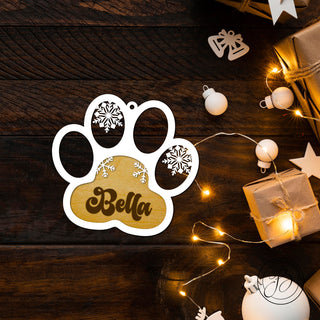 Personalised Dog Paw dual-layer wooden Christmas ornament Decor