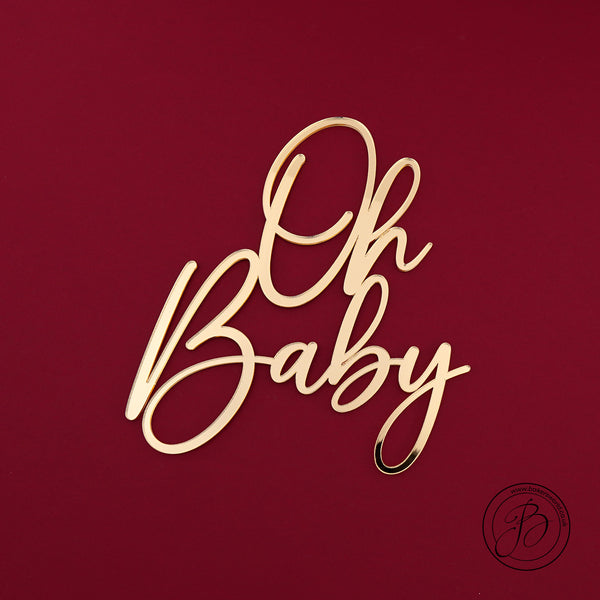 "Oh baby" Baby Shower Script Cake Charm