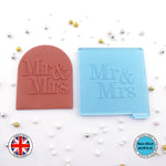 Mr & Mrs Wedding Embosser with Quatrefoil Pattern Background