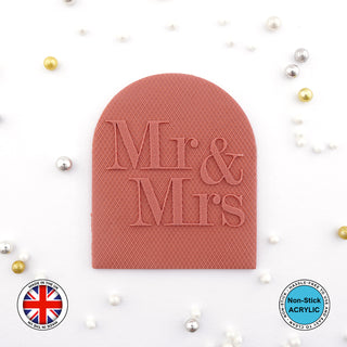 Mr & Mrs Wedding Embosser with Quatrefoil Pattern Background