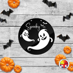 Spooky - Round Acrylic Halloween Door Sign