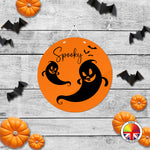 Spooky - Round Acrylic Halloween Door Sign