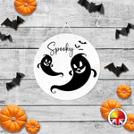 Spooky - Round Acrylic Halloween Door Sign