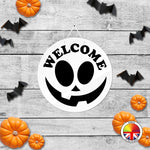 Welcome - Round Acrylic Halloween Door Sign