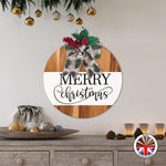 MERRY christmas - Round Wooden Christmas Door Sign