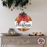 merry christmas - Round Wooden Christmas Door Sign