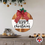 MERRY christmas - Round Wooden Christmas Door Sign