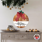 MERRY christmas - Round Wooden Christmas Door Sign